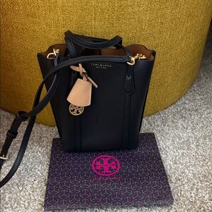 Tory Burch Black Mini Bag with Tan Accents